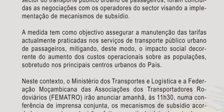Governo cria subsídios para evitar subida das tarifas de transporte